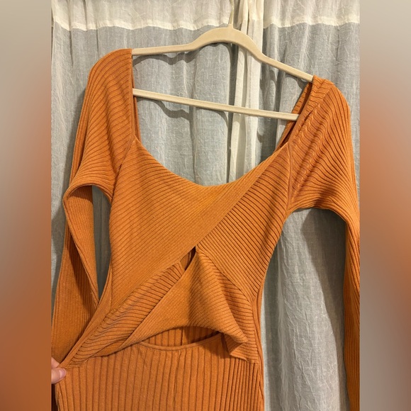 Free People Marnie Vibrant Orange Maxi Ribbed Cutout Dress Size XS - Picture 6 of 10